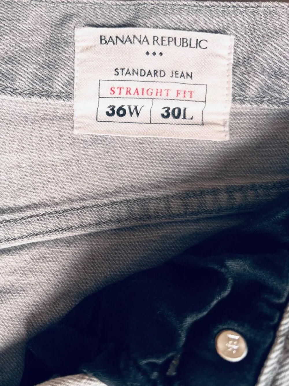 Banana Republic Factory Men's Standard Jean Straight Fit Gray 36x30